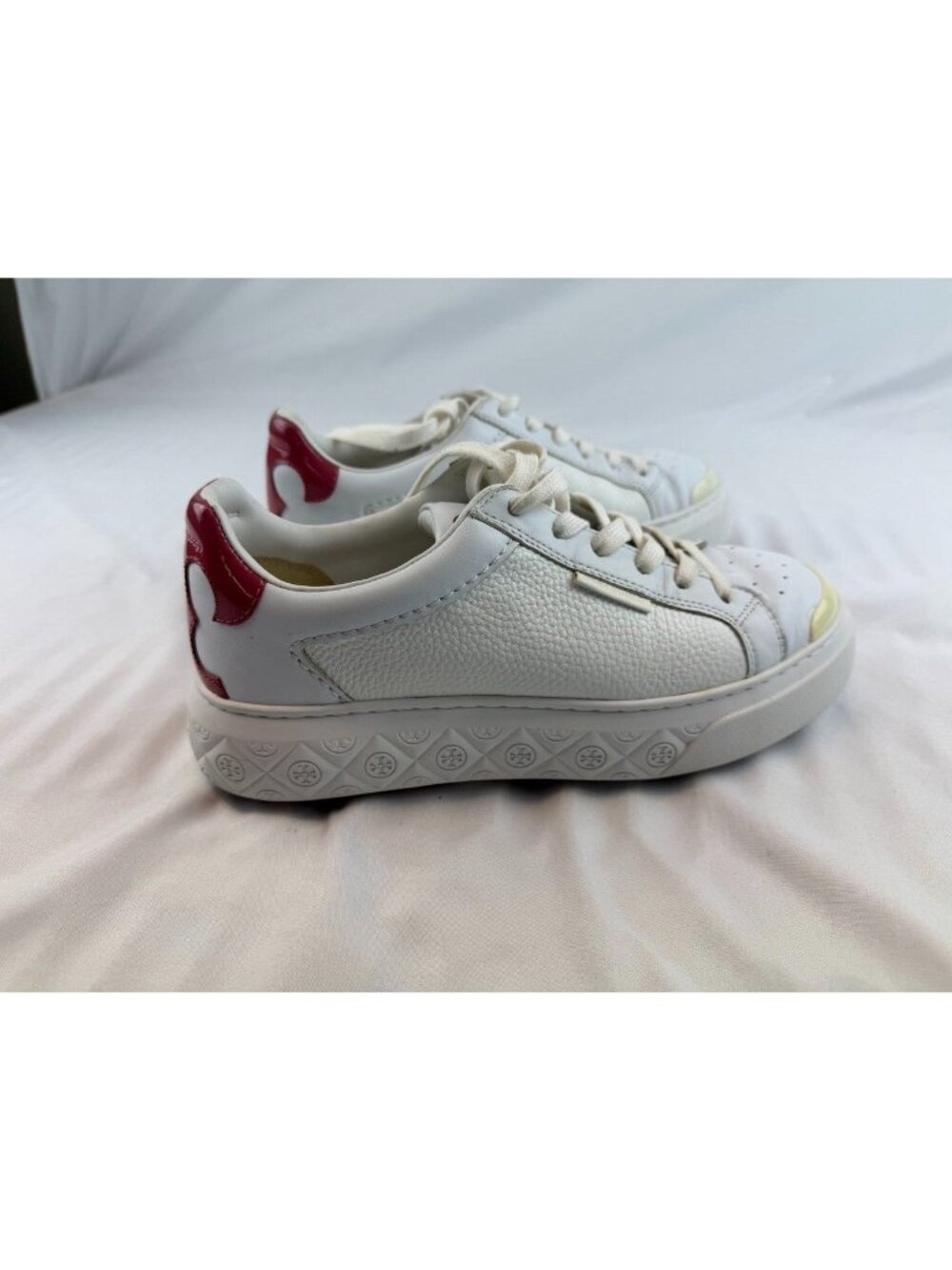 Tory Burch Ladybug Sneaker Size 8.5M White/Berry 149083 Excellent Condition - Picture 5 of 11